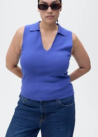 Polo-neck knitted top