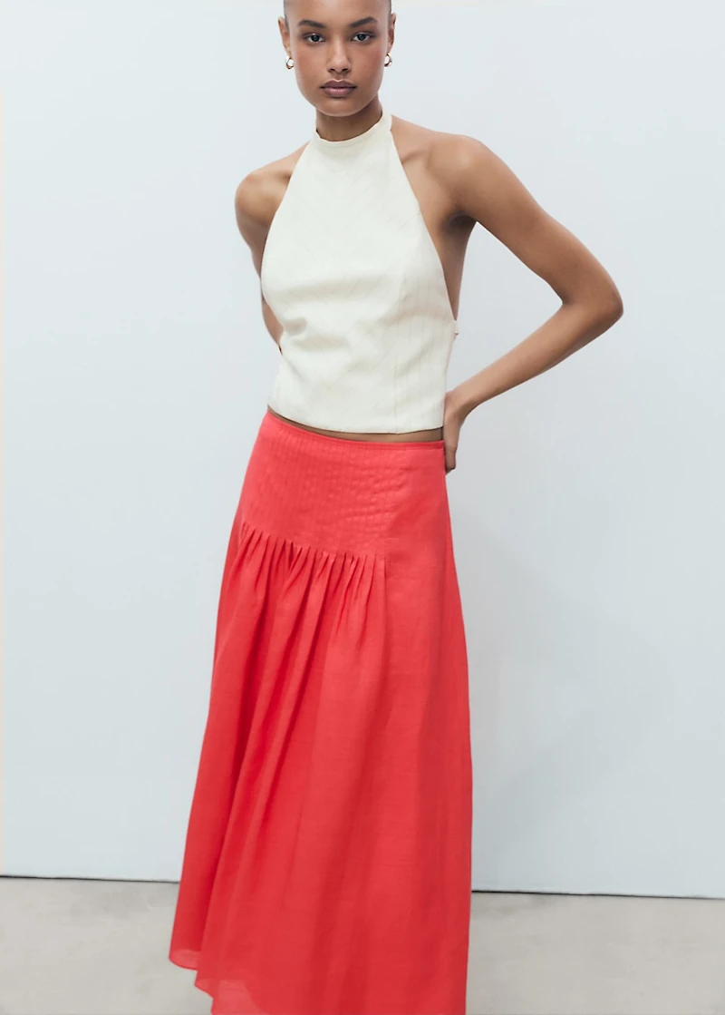 Ramie pleated skirt