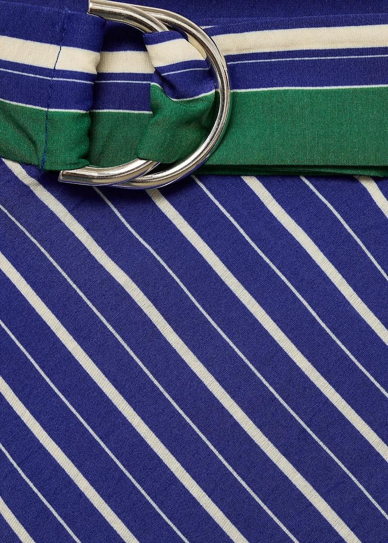 Striped midi-skirt with belt