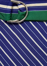 Striped midi-skirt with belt