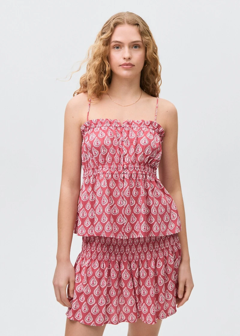 Printed pleated skirt