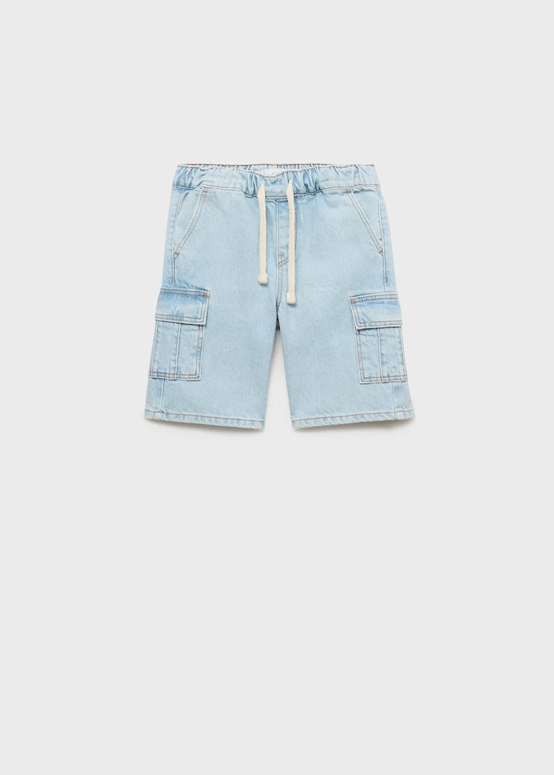Denim cargo shorts