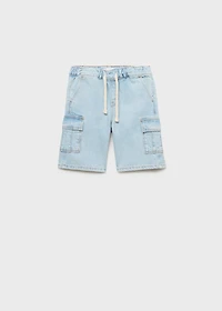Denim cargo shorts