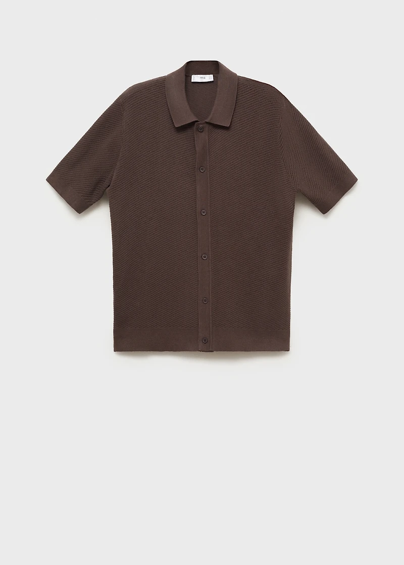 Knitted structured shirt with lace design