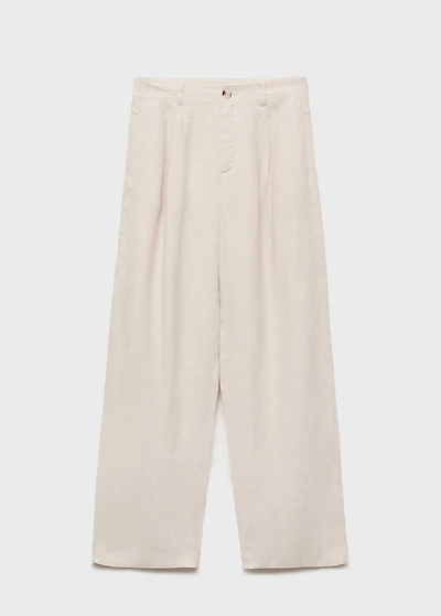 Linen pants with tortoiseshell button