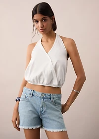 Low-waist shorts with rhinestones