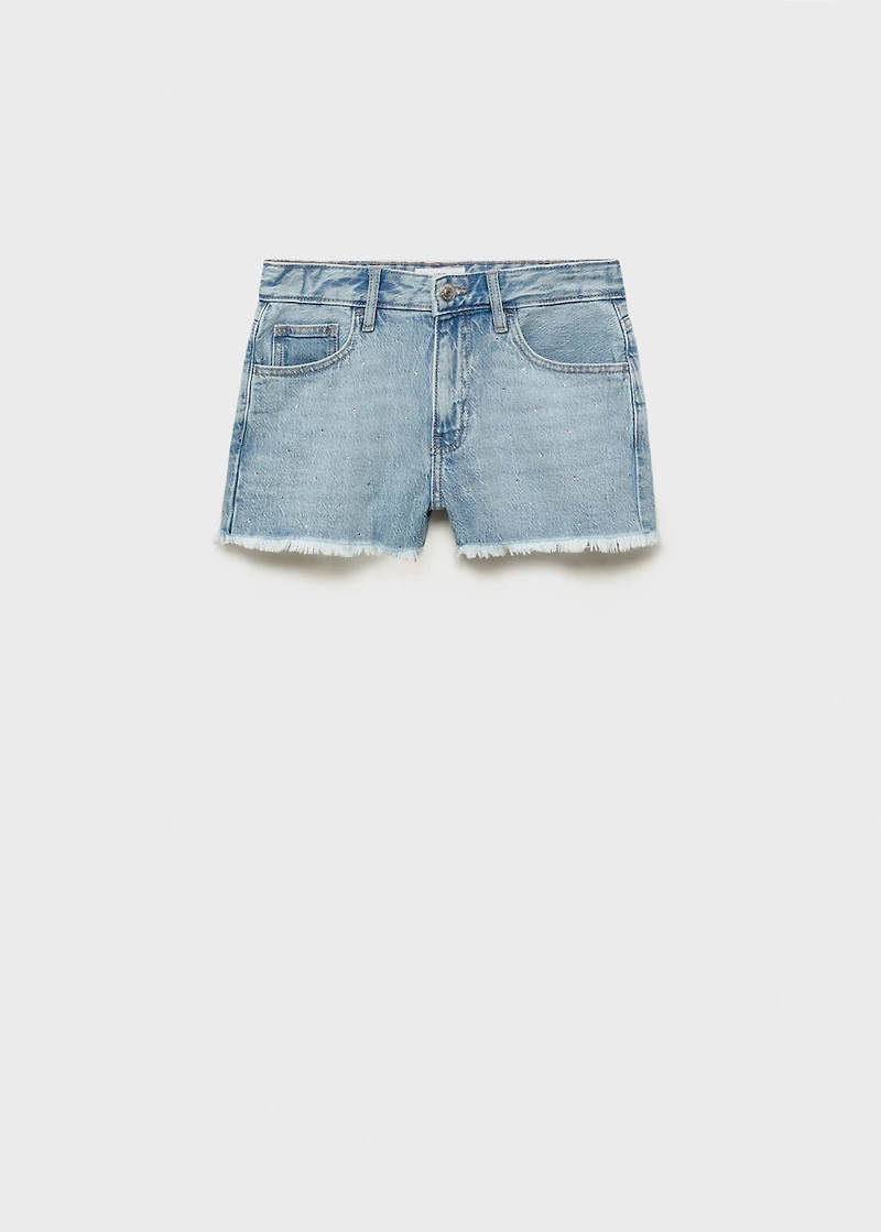 Low-waist shorts with rhinestones