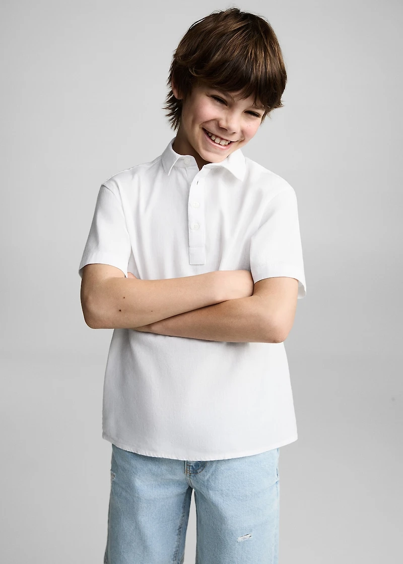 Linen-blend short-sleeve shirt