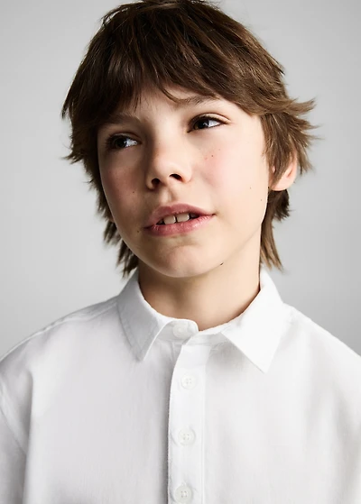 Linen-blend short-sleeve shirt