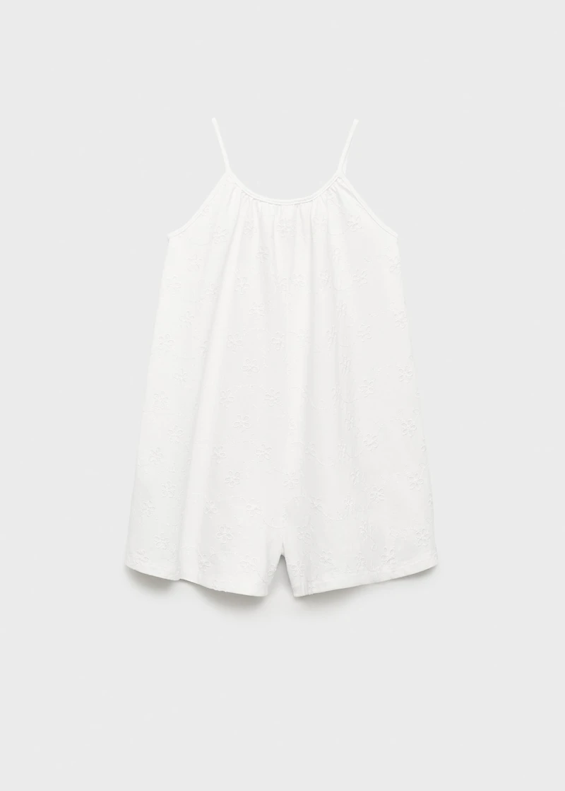 Floral embroidery jumpsuit