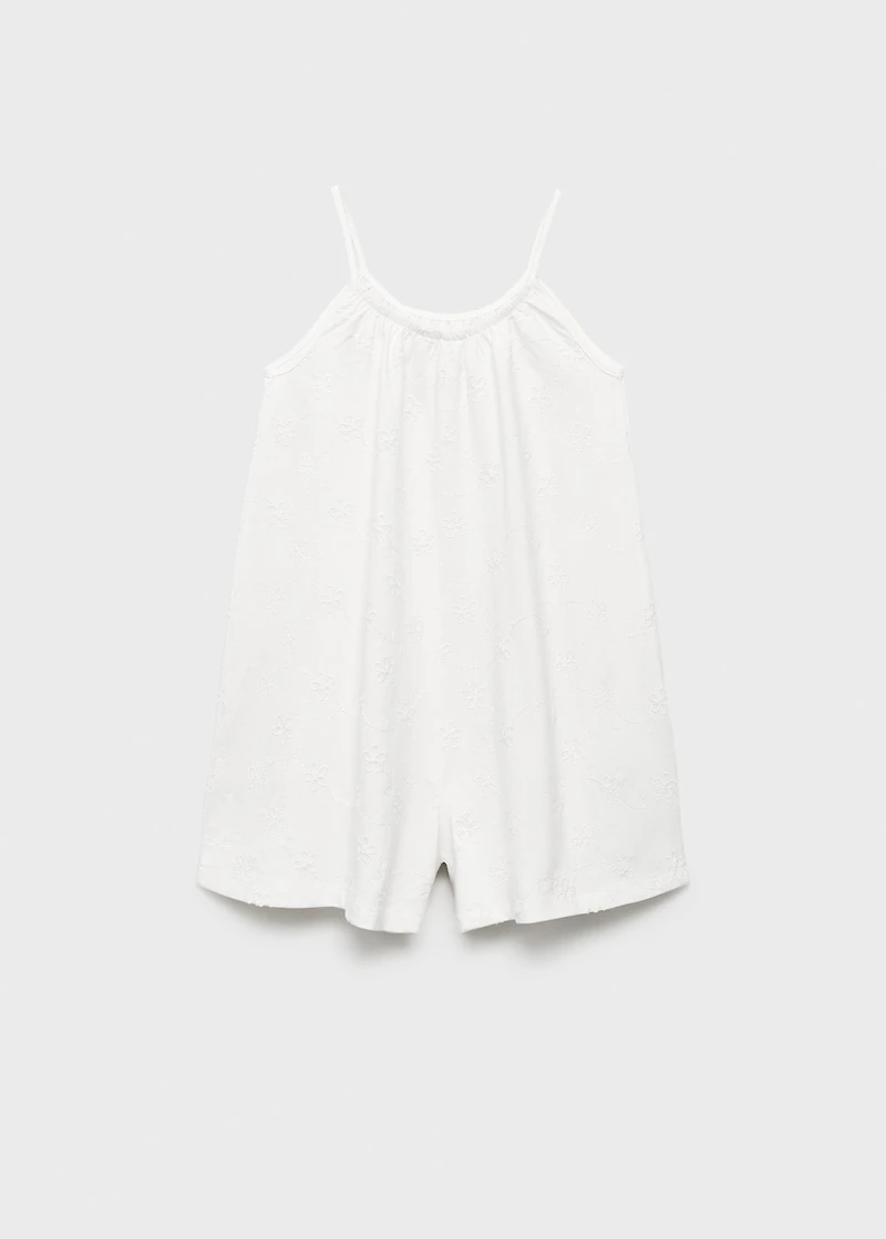 Floral embroidery jumpsuit