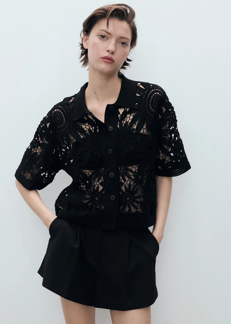 Short-sleeved crochet cardigan