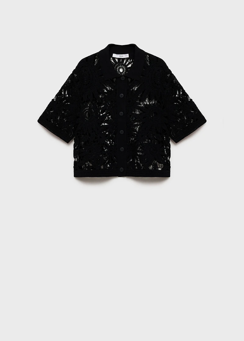 Short-sleeved crochet cardigan