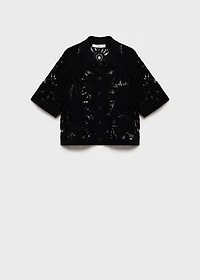 Short-sleeved crochet cardigan