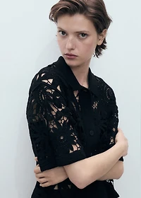 Short-sleeved crochet cardigan