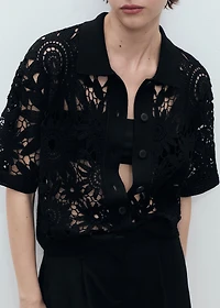 Short-sleeved crochet cardigan