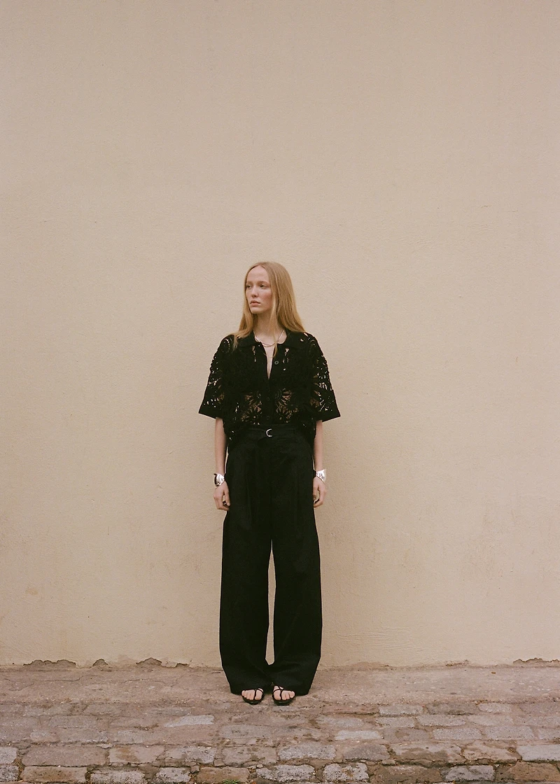 Short-sleeved crochet cardigan