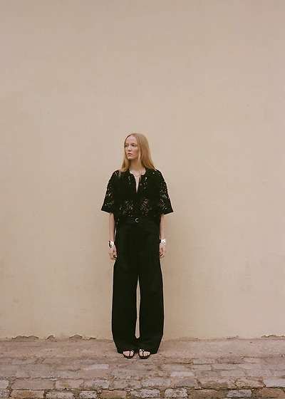 Short-sleeved crochet cardigan