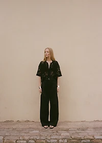 Short-sleeved crochet cardigan