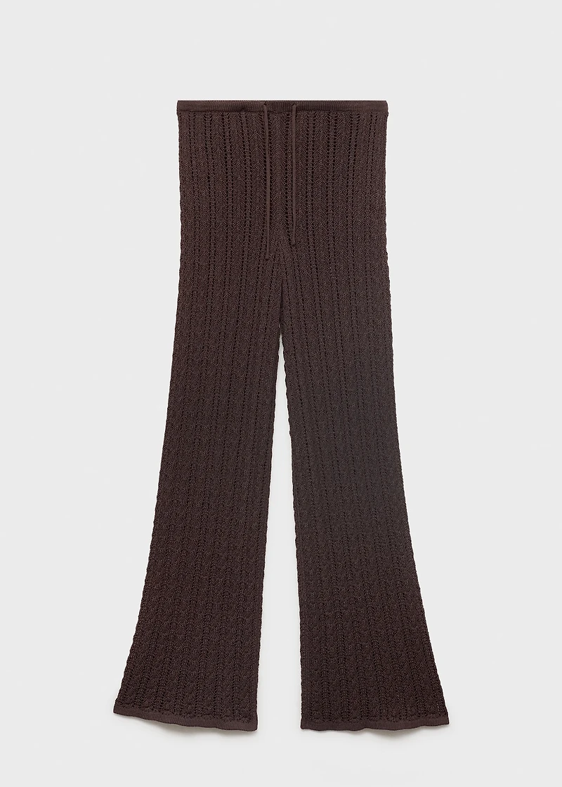 Straight-fit knitted pants with lace accents