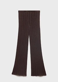 Straight-fit knitted pants with lace accents