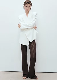 Straight-fit knitted pants with lace accents