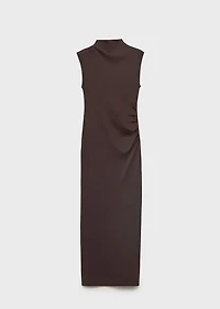 Draped dress with perkins collar