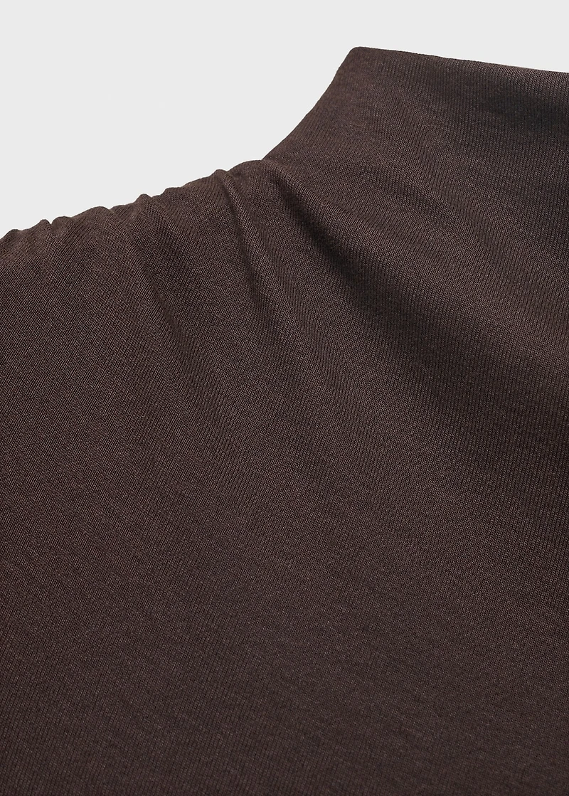 Draped dress with perkins collar