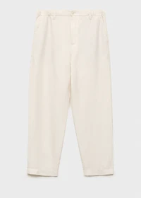 Linen-blend pants with an elastic waistband