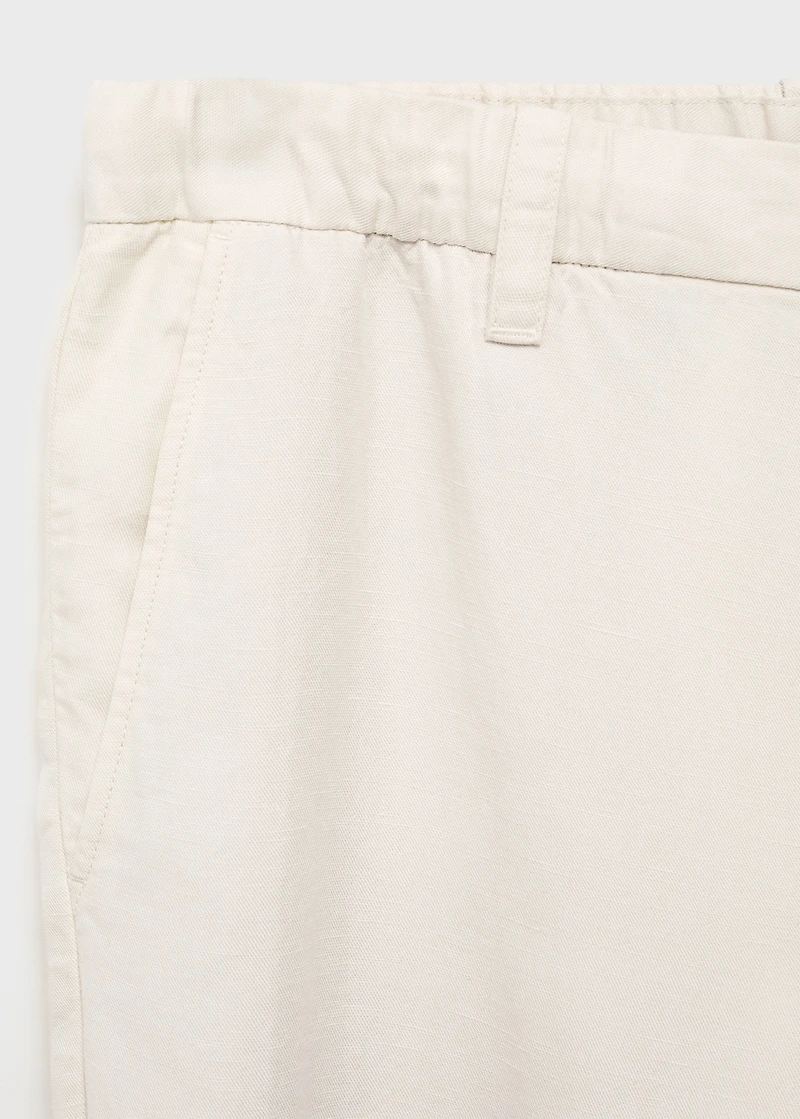 Linen-blend pants with an elastic waistband