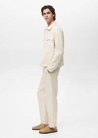 Linen-blend pants with an elastic waistband