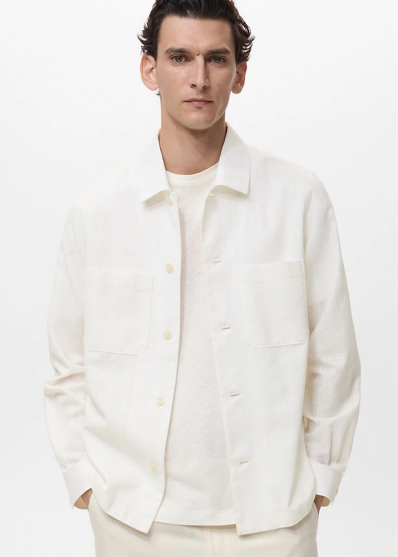 Linen-blend overshirt with pockets