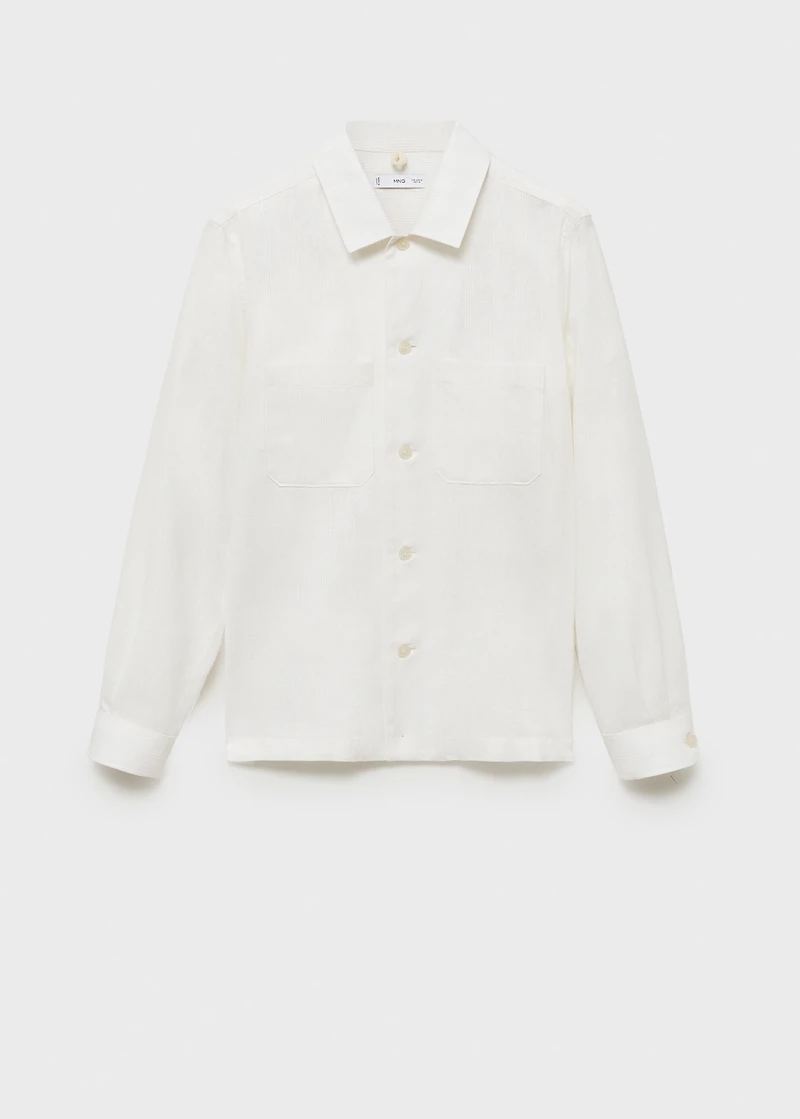 Linen-blend overshirt with pockets