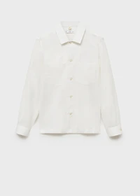 Linen-blend overshirt with pockets