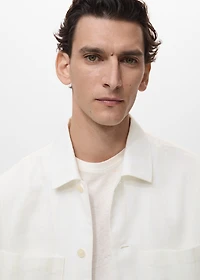Linen-blend overshirt with pockets