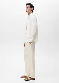 Linen-blend overshirt with pockets