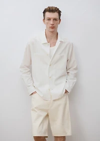 Linen-blend overshirt with pockets