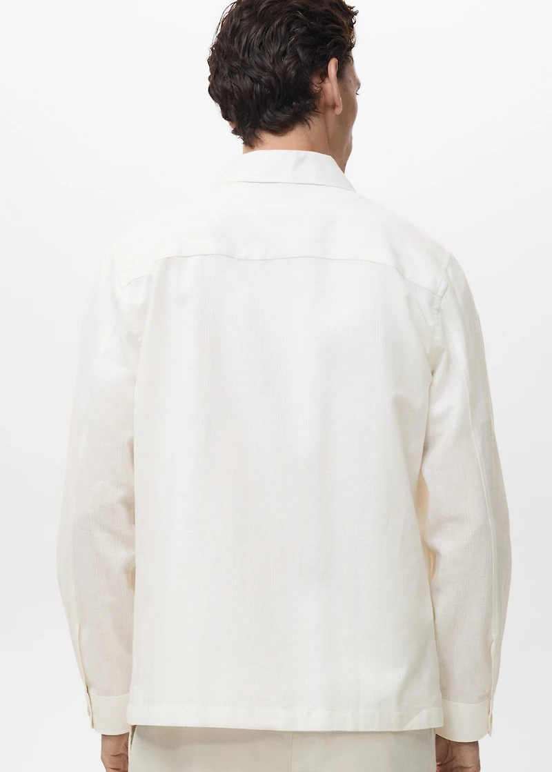 Linen-blend overshirt with pockets