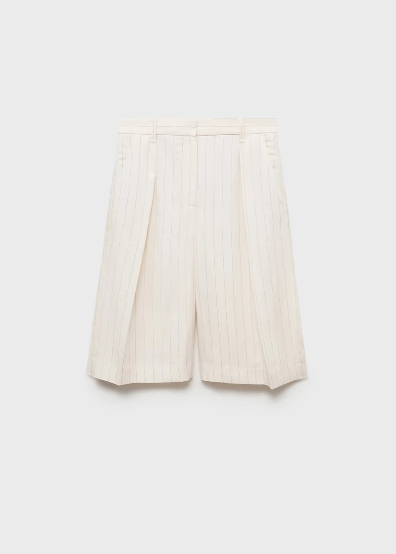 Striped linen-blend bermuda shorts