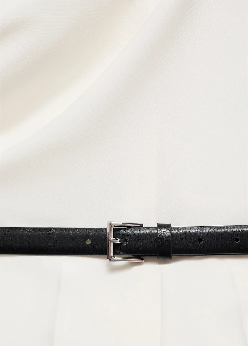 Long jumpsuit with draped neck and belt