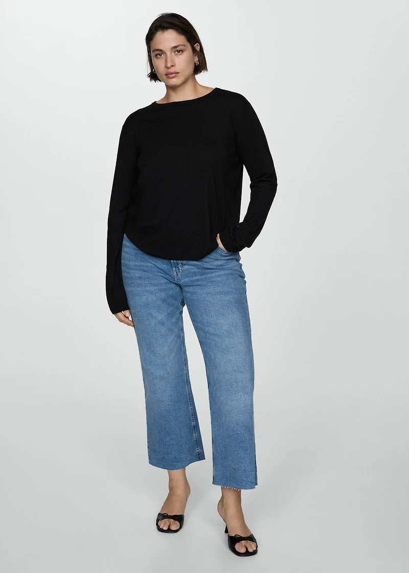 Wool-blend round-neck sweater