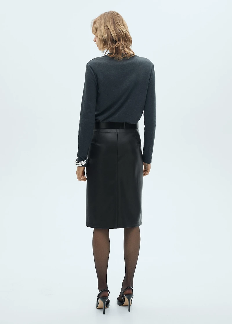 Faux-leather pencil skirt