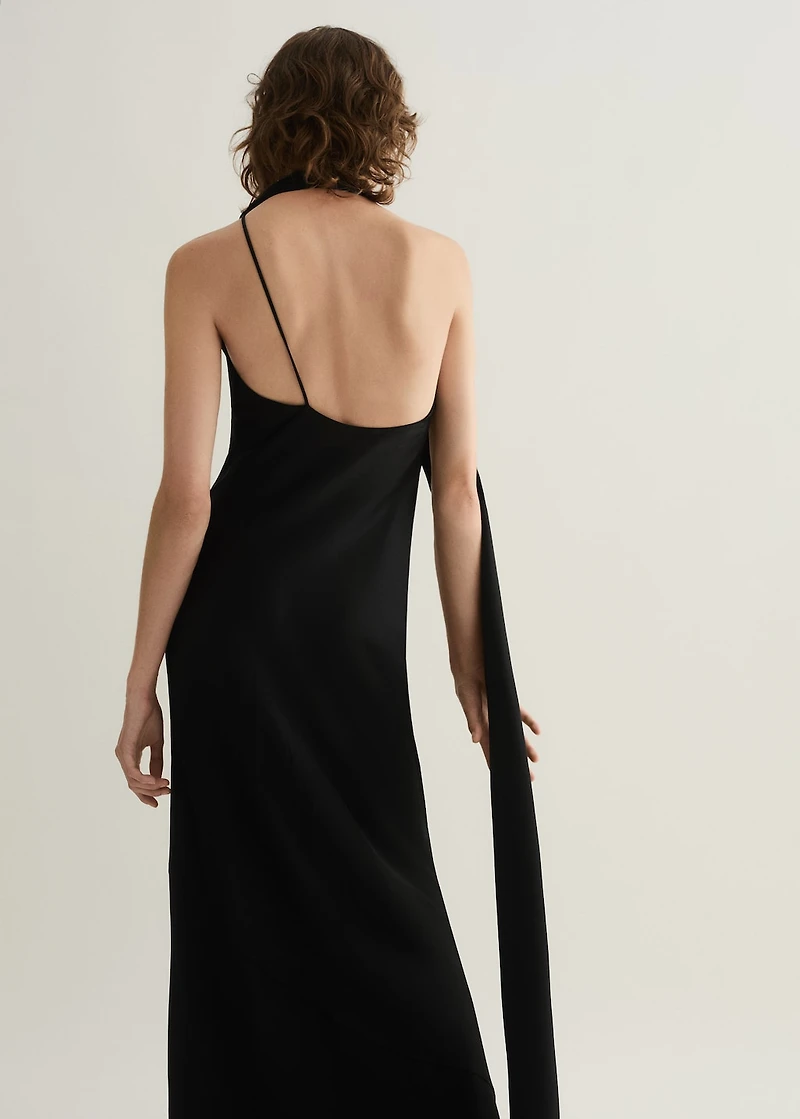 Asymmetrical bow-neck dress