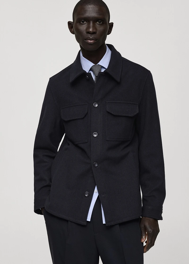 Flannel wool-blend overshirt