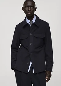 Flannel wool-blend overshirt