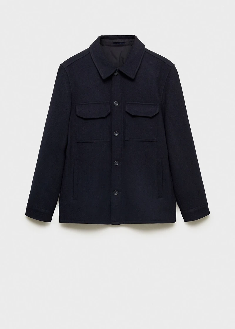 Flannel wool-blend overshirt