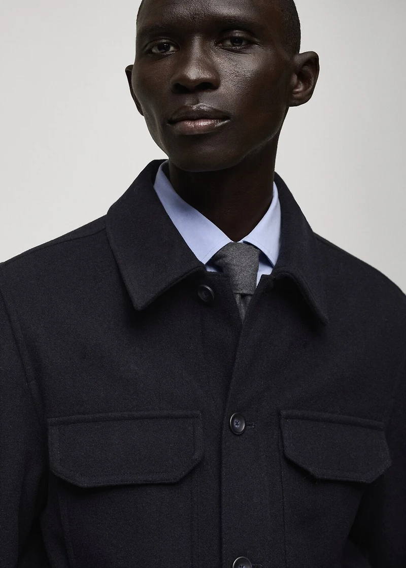 Flannel wool-blend overshirt