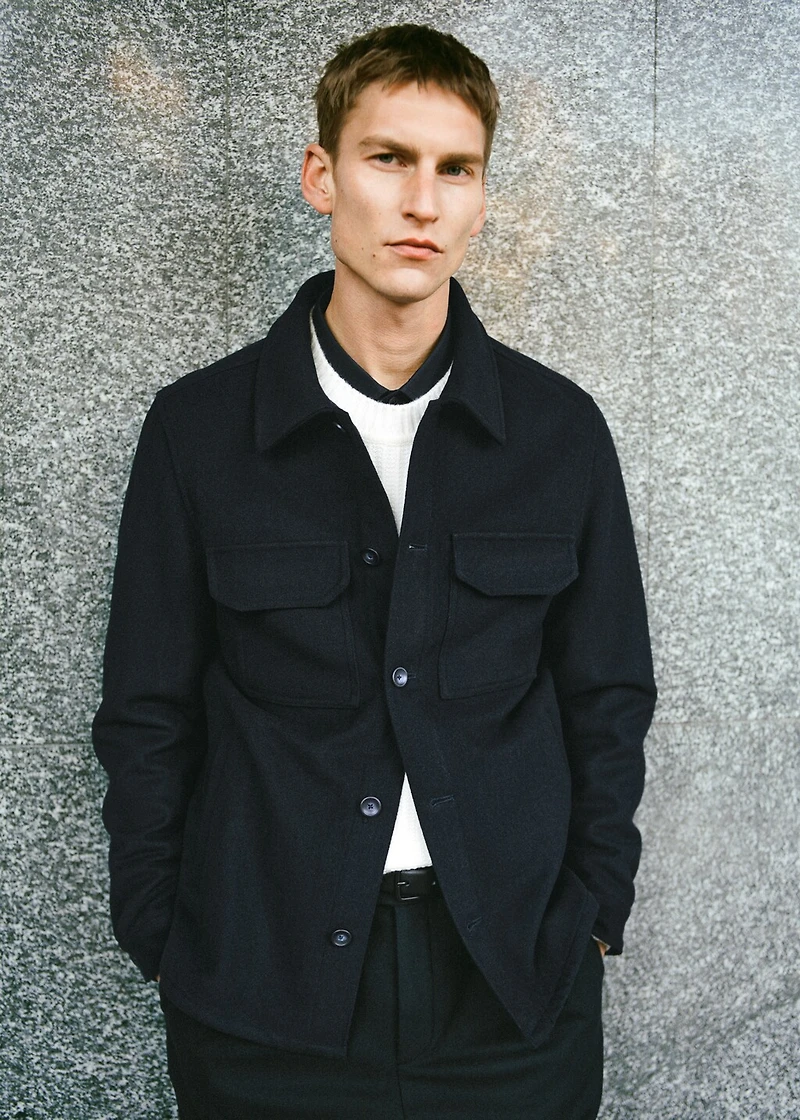 Flannel wool-blend overshirt