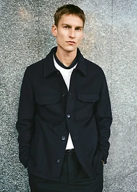 Flannel wool-blend overshirt