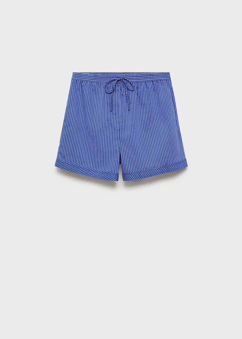 Striped cotton blend shorts